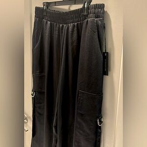 black satin palazzo pants